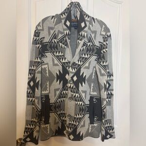 EUC American Rag Mens Cotton Knit Cardigan in shades of grey size Small